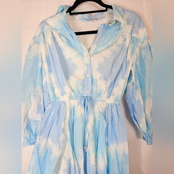 DEREK Lam 10 Crosby tie dye abstract Poplin dress blue & white size 2 NWOT - Picture 3 of 7